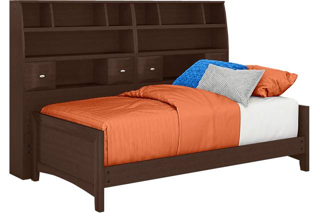 Kids Ivy League 2.0 Walnut 5 Pc Twin Bookcase Wall Bed - Thumbnail - Image 1