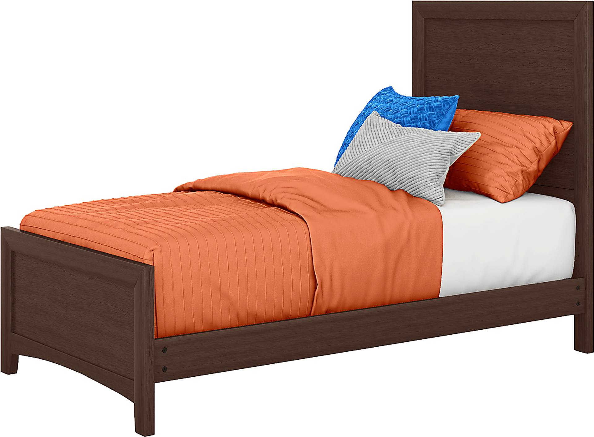 walnut 3 pc twin panel bed