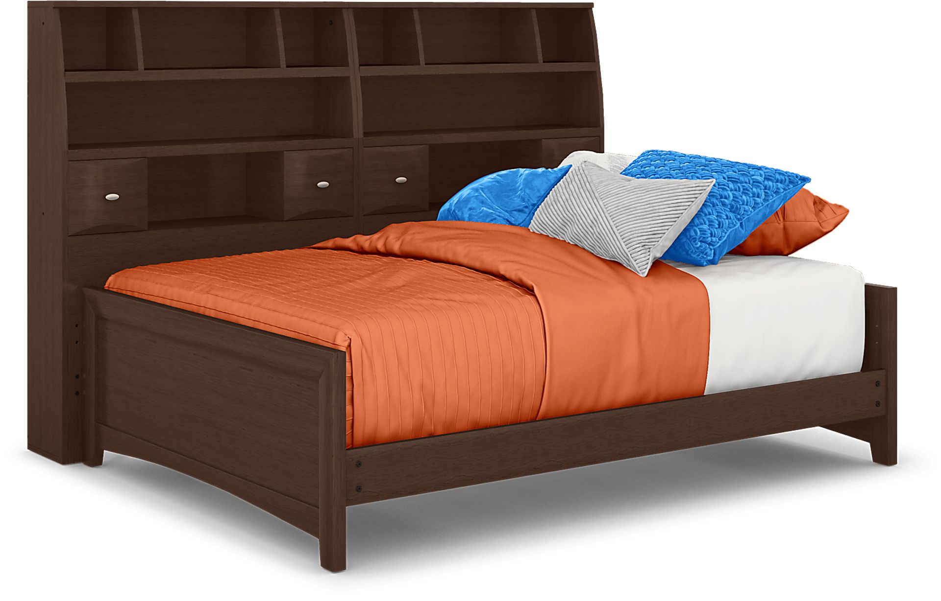 Kids Ivy League 2.0 Walnut 5 Pc Full Bookcase Wall Bed - Image 2