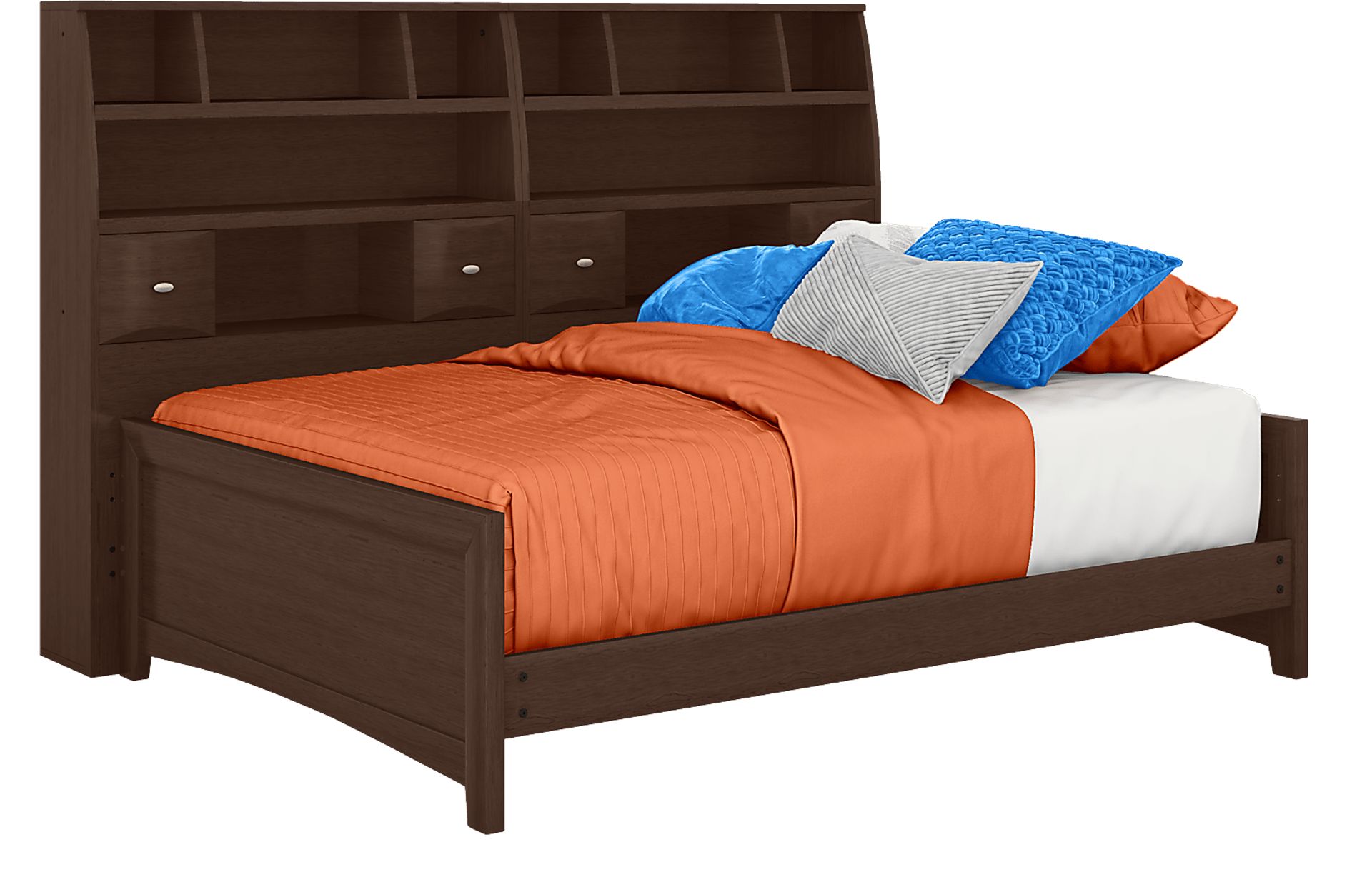 Kids Ivy League 2.0 Walnut 5 Pc Full Bookcase Wall Bed - Image 1