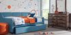 Kids Ivy League 2.0 Walnut 5 Pc Twin Bedroom with Daelan Blue Daybed
