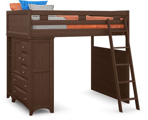 Kids Ivy League 2.0 Walnut Full Loft Bed with Chest