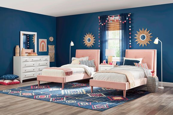 Kids Ivy League 2.0 White 5 Pc Bedroom with Jaidyn Pink Full Upholstered Bed