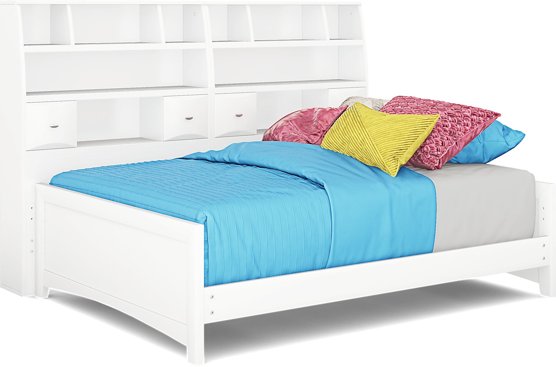 Kids Ivy League 2.0 White 5 Pc Full Bookcase Wall Bed - Image 1