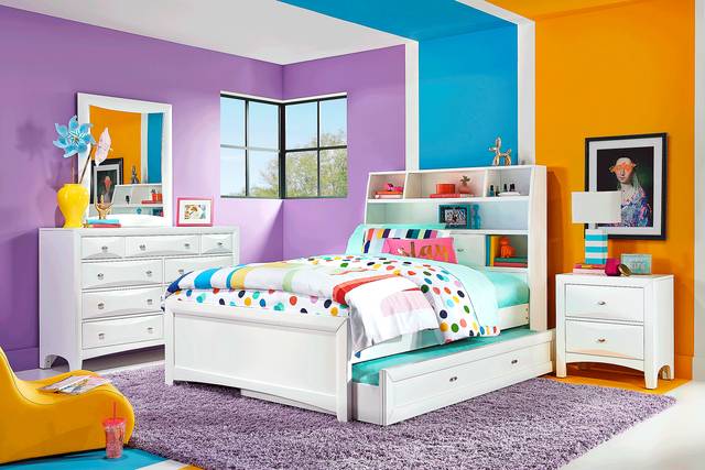 Kids Ivy League 2.0 White 5 Pc Twin Bookcase Bedroom - Thumbnail - Image 1