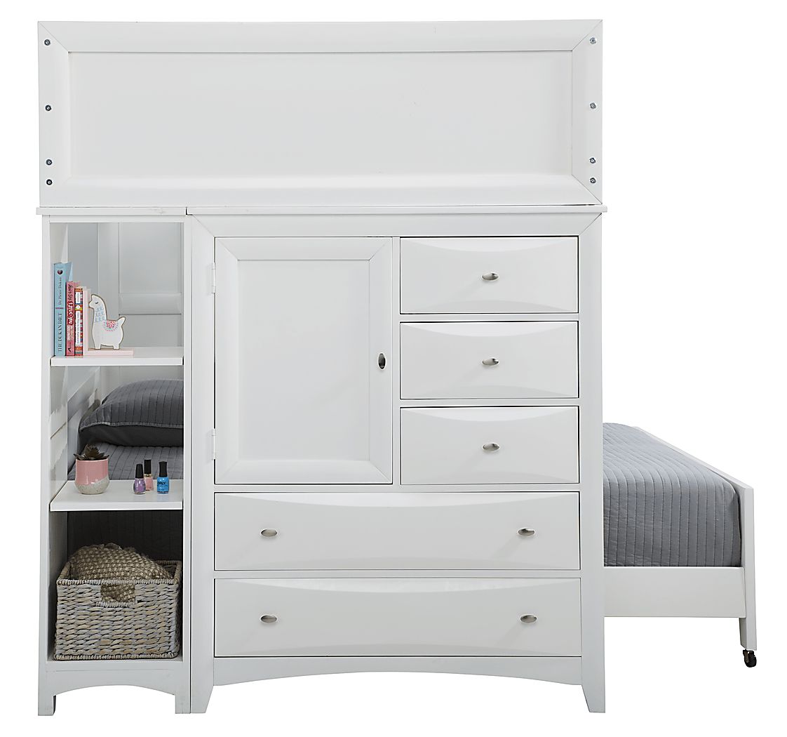 Ivy League 2.0 White Full/Full Loft with Chest and Bookcase - Thumbnail 2