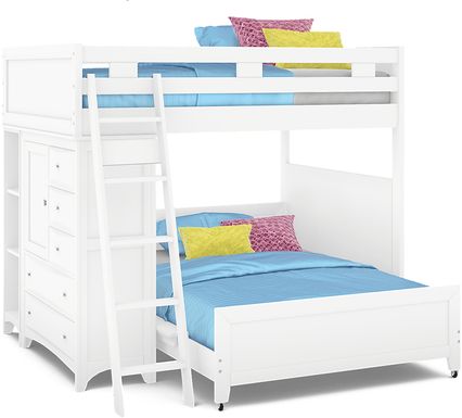 Ivy League 2.0 White Full/Full Loft with Chest and Bookcase