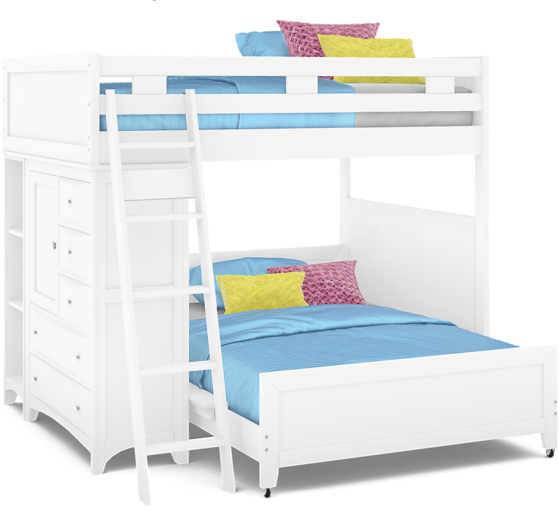 Ivy League 2.0 White Full/Full Loft with Chest and Bookcase - Image 1