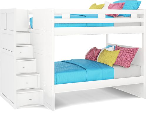 Ivy League 2.0 White Full/Full Step Bunk Bed