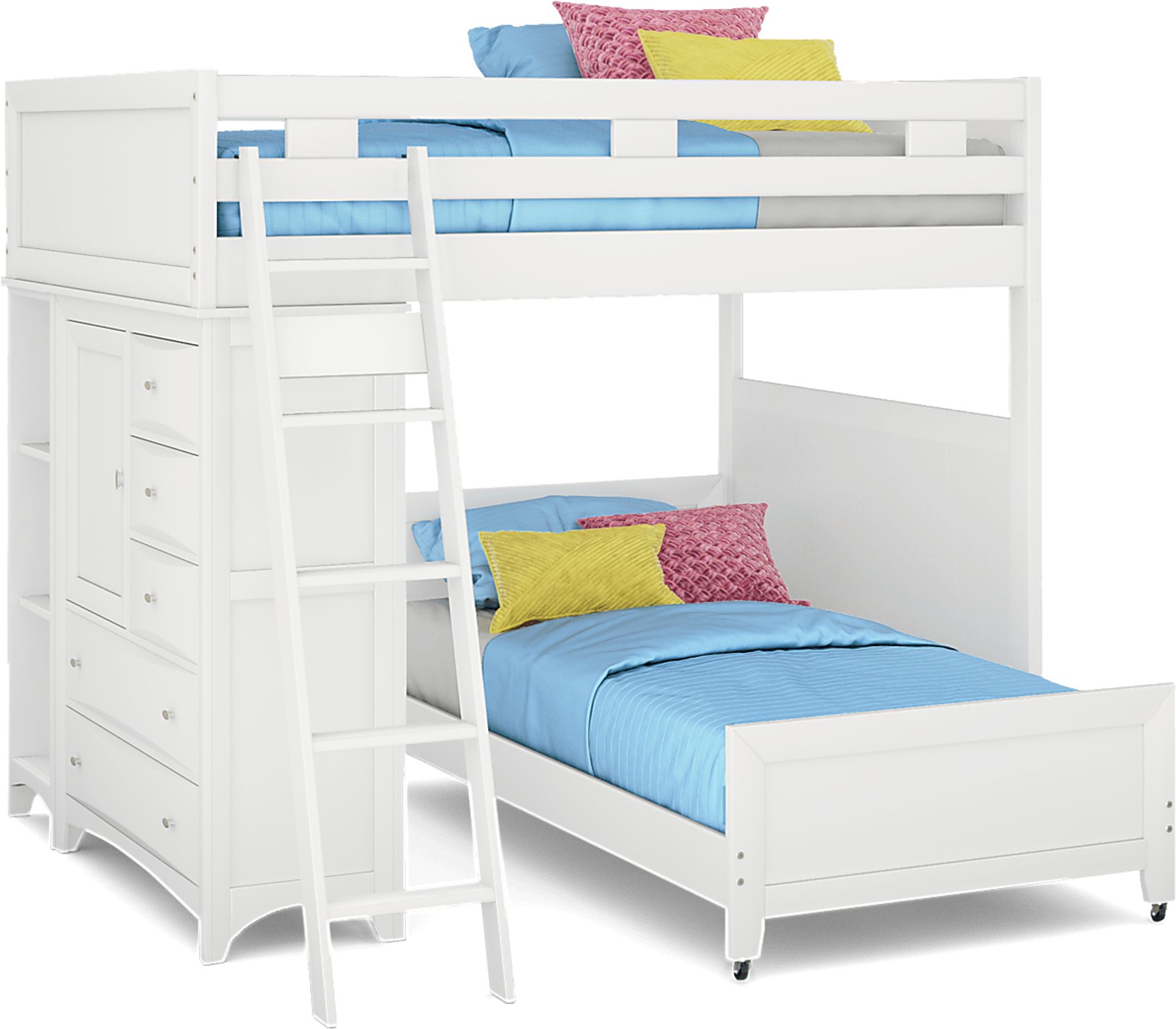Ivy League 2.0 White Full/Twin Loft with Chest and Bookcase - Image 1