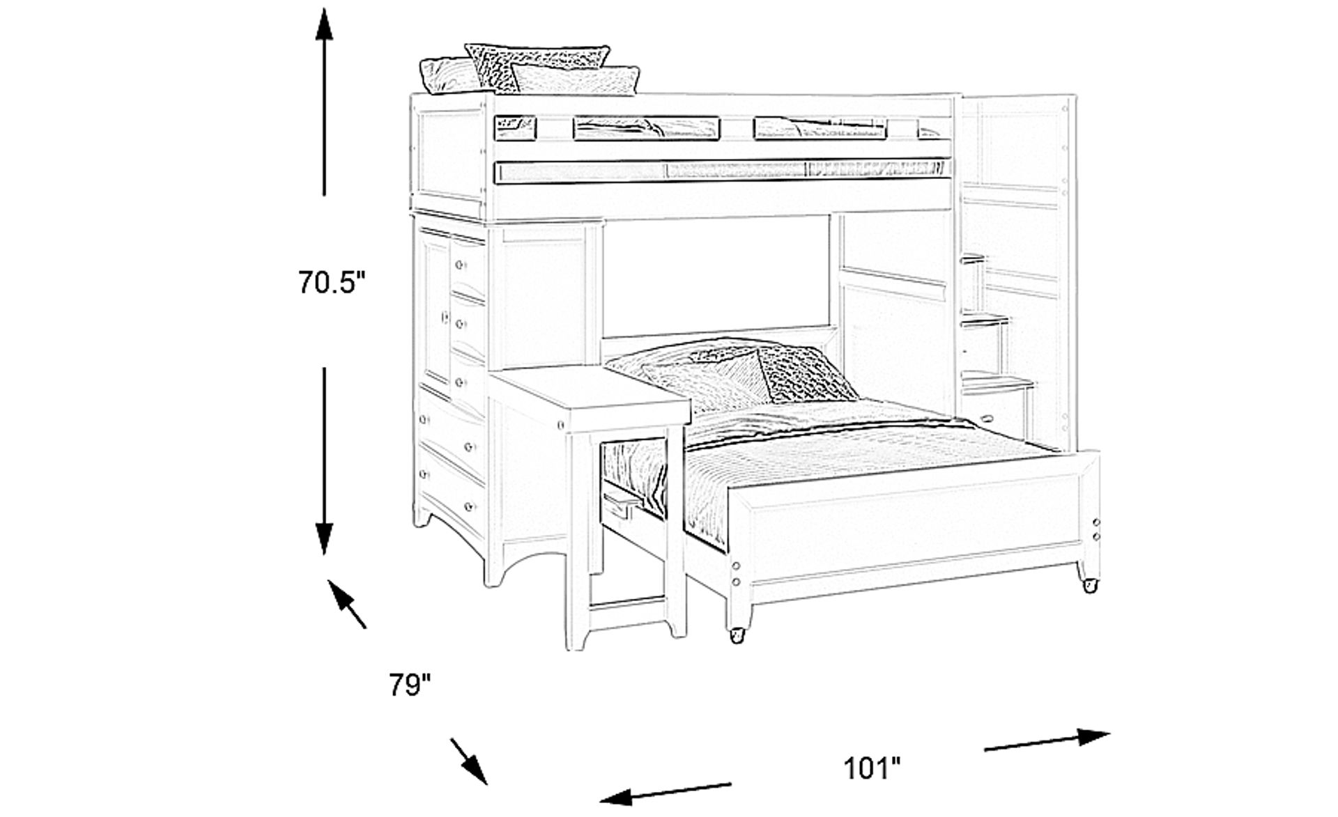 Ivy League 2.0 White Colors,White Twin/Full Step Loft With Ivy League 2.0 White Colors,White Twin/Full Step Loft With