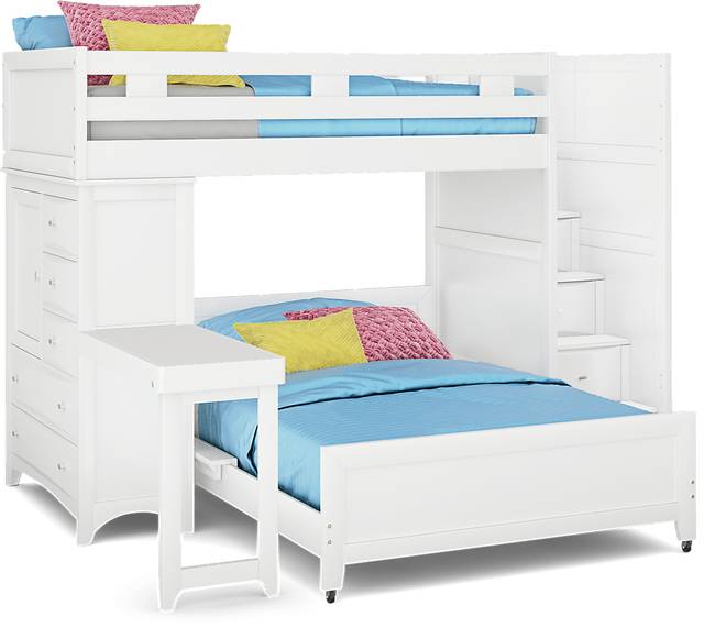 Kids Ivy League 2.0 White Twin/Full Step Loft with Chest & Desk Attachment - Thumbnail - Image 1