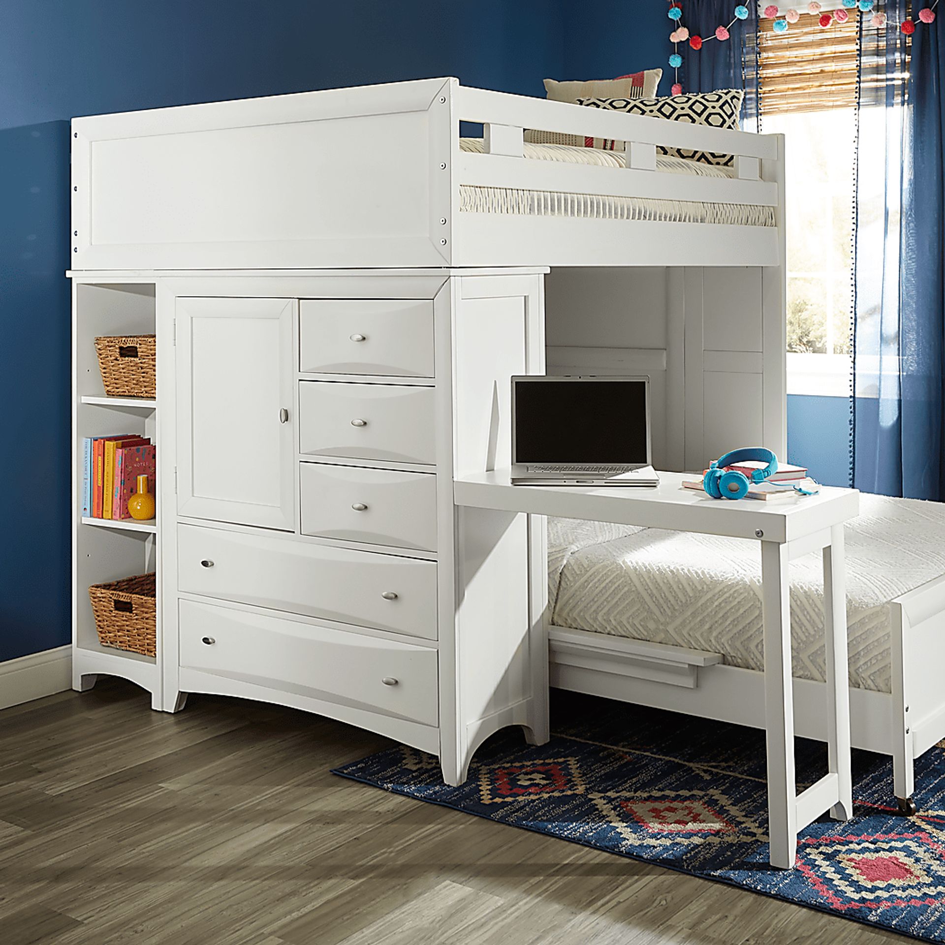 Ivy League 2.0 White Full/Twin Step Bunk with Chest, Bookcase & Desk Attachment - Image 7