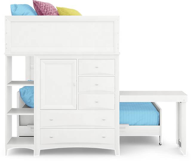 Ivy League 2.0 White Full/Twin Step Bunk with Chest, Bookcase & Desk Attachment - Thumbnail - Image 3