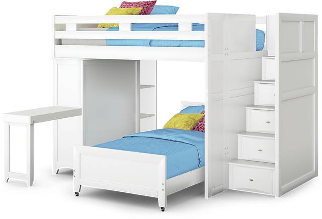 Ivy League 2.0 White Full/Twin Step Bunk with Chest, Bookcase & Desk Attachment - Thumbnail - Image 4