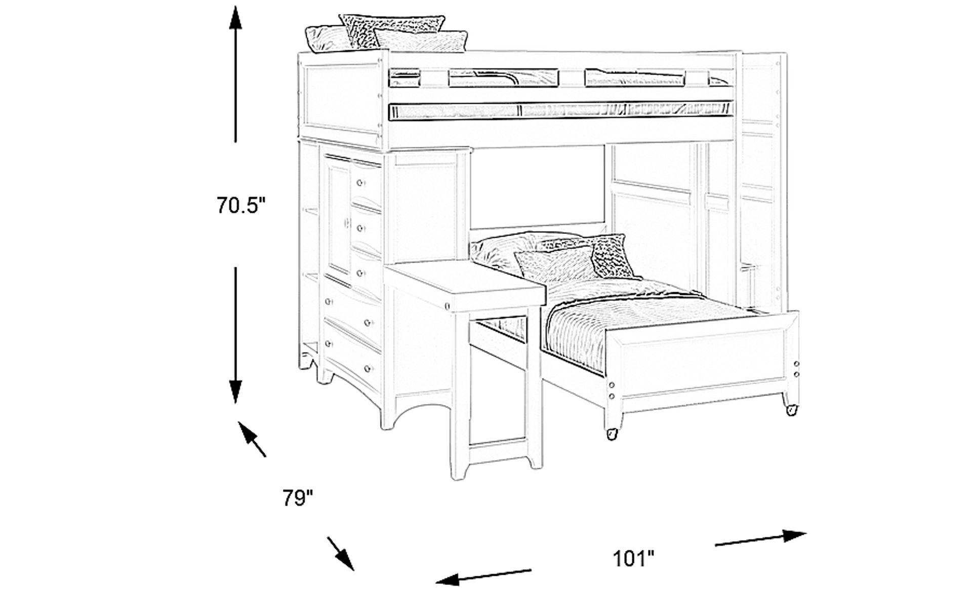 Dimension Image. Please refer to the Dimension Tab on this page for dimension details.