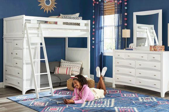 White Loft Beds with Storage