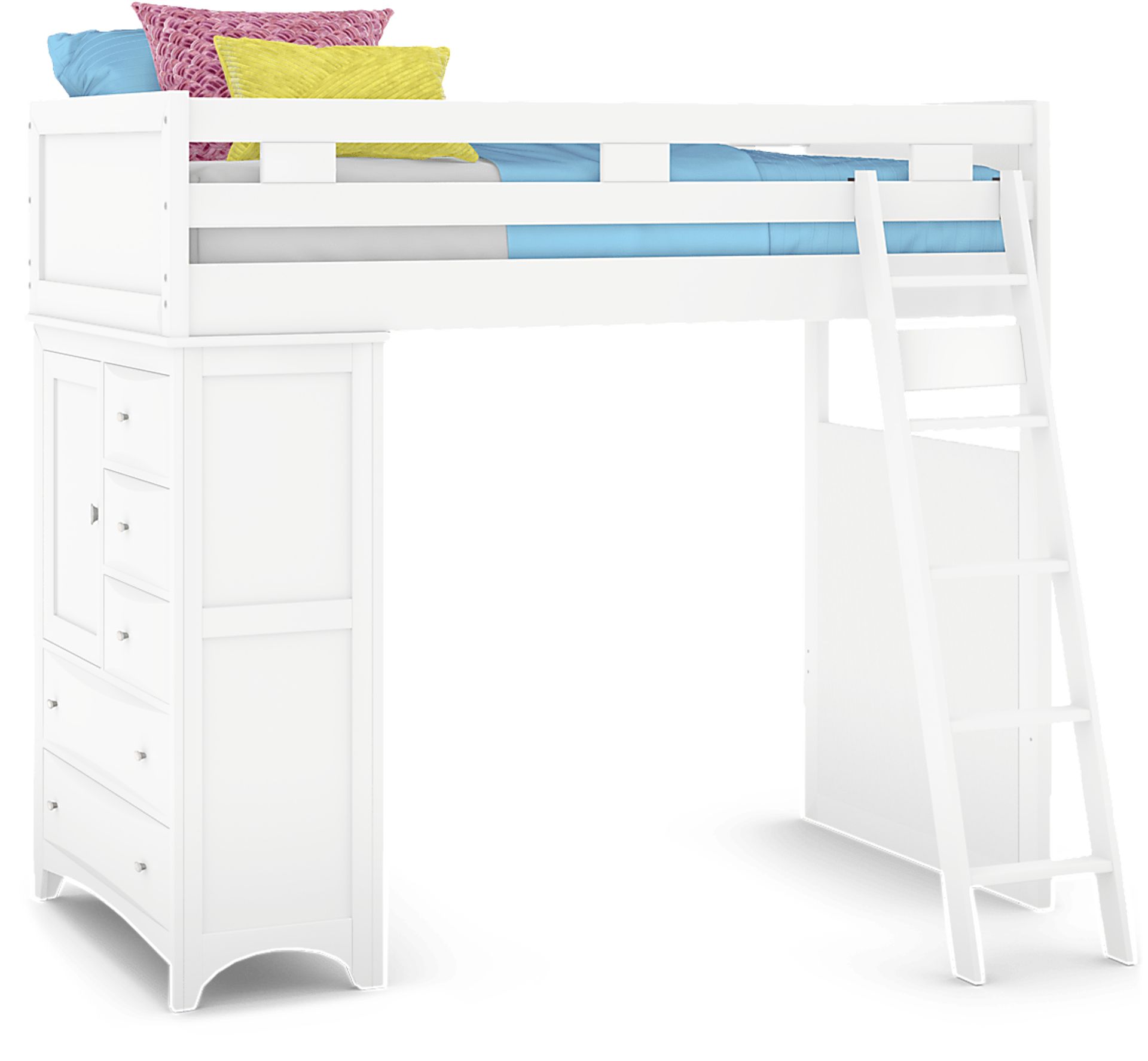 Ivy League 2.0 White Twin Loft Bed with Chest - Image 1