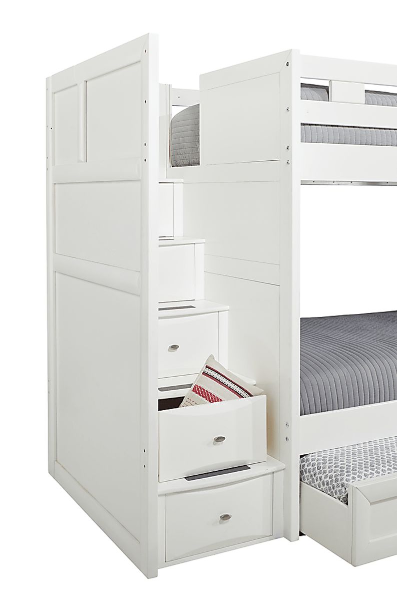 Kids Ivy League 2.0 White Twin Step Loft Bed with Chest & Desk Attachment