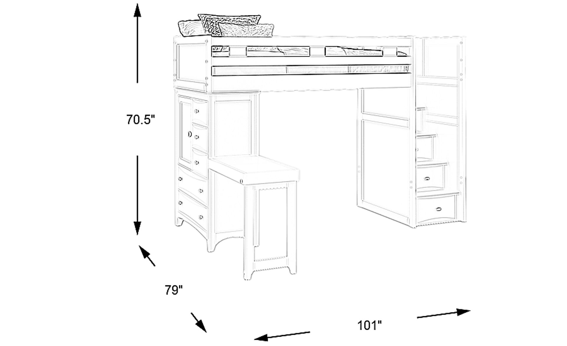 Dimension Image. Please refer to the Dimension Tab on this page for dimension details.