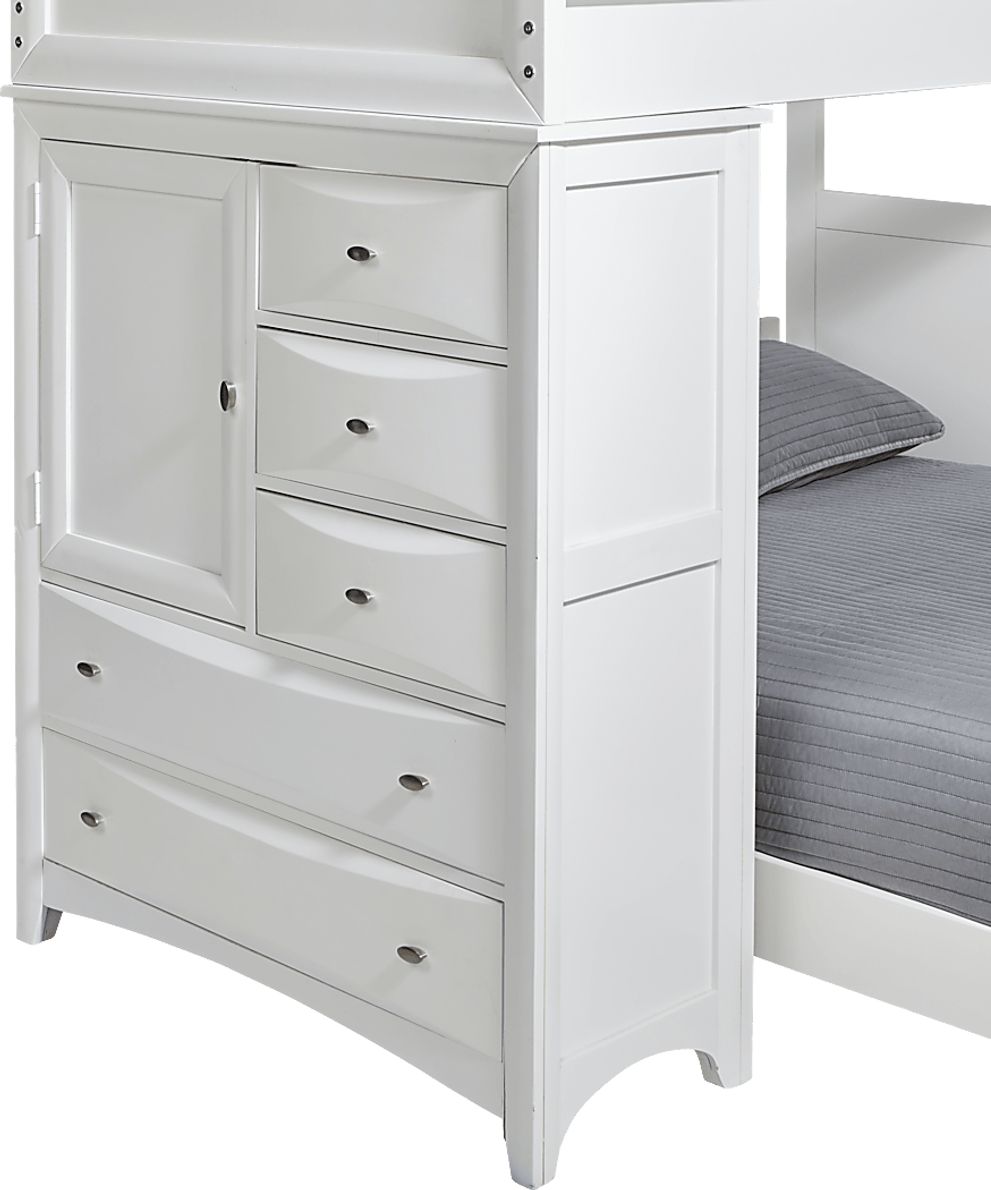 Kids Ivy League 2.0 White Twin/Twin Step Bunk with Chest & Desk Attachment