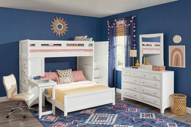 Kids Ivy League 2.0 White Twin/Twin Step Bunk with Chest & Desk Attachment - Thumbnail - Image 2