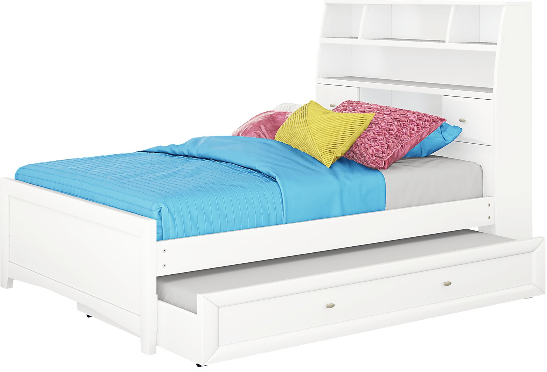 Kids Ivy League White 4 Pc Full Bookcase Bed with Twin Storage Trundle - Image 1