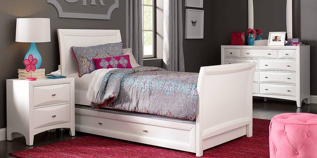 Kids Ivy League White 5 Pc Full Sleigh Bedroom - Thumbnail - Image 1