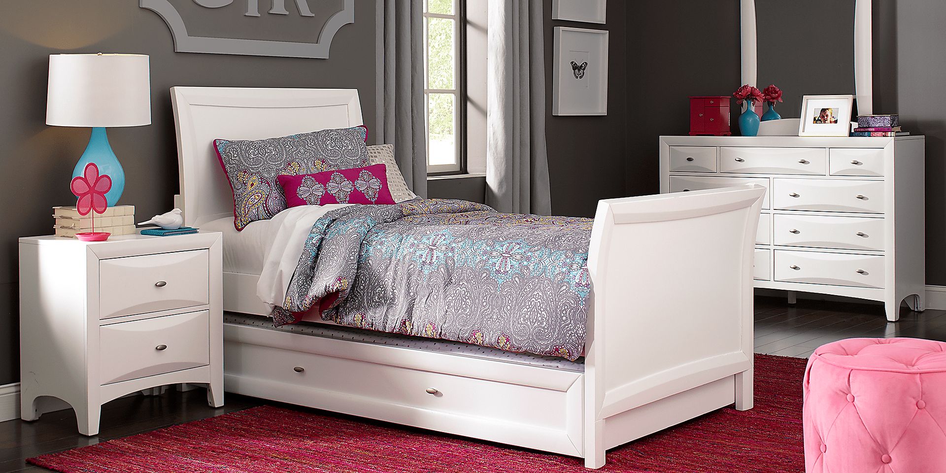 Kids Ivy League White 6 Pc Full Sleigh Bedroom - Image 1