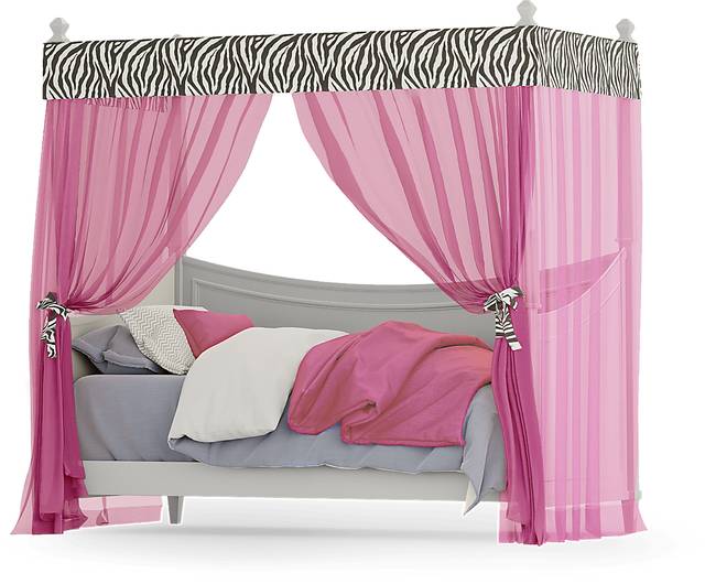 Kids Jaclyn Place Gray Canopy Daybed with Pink Zebra Fabric - Thumbnail - Image 1