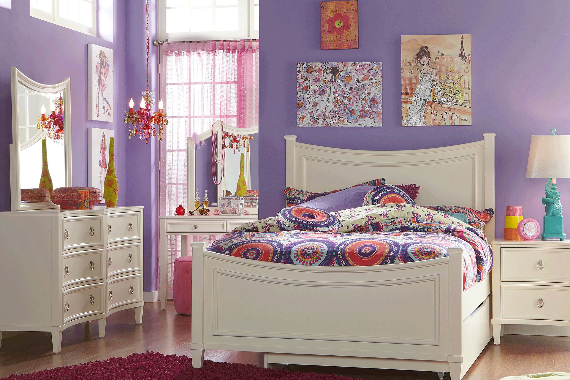 Kids Jaclyn Place Ivory 6 Pc Twin Panel Bedroom - Image 1