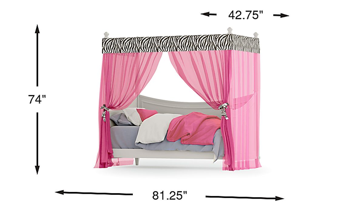Jaclyn Place 2 Pc Ivory Light Wood,White Canopy Daybed With Fabric