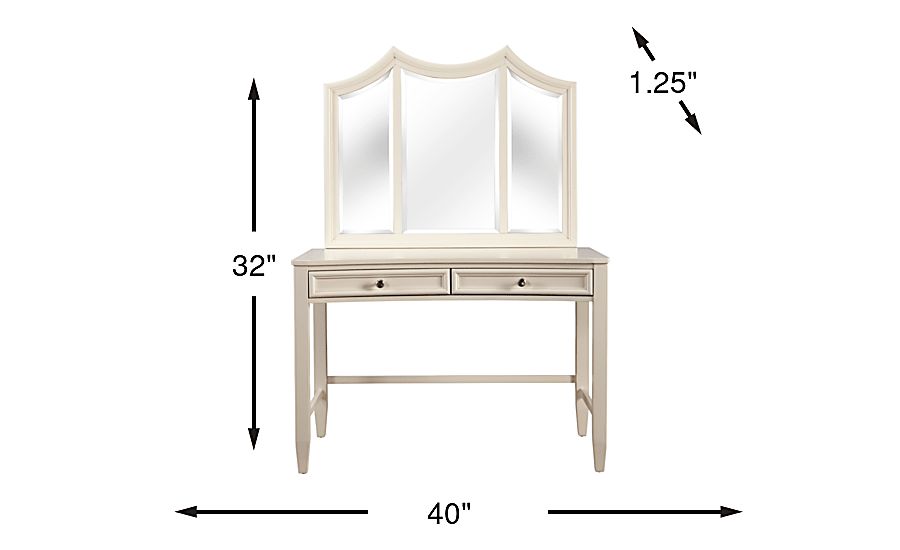 Jaclyn Place Ivory Light Wood,White Desk With Vanity Mirror