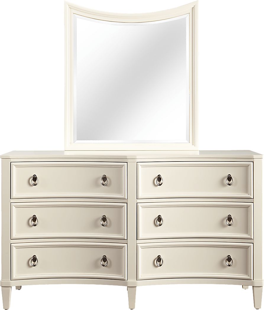 ivory dresser with mirror ESF Furniture - Barocco Double Dresser with Mirror in Ivory