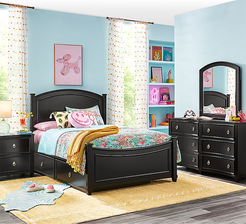 Kids Jaclyn Lane Black Full Panel Bedroom