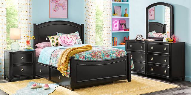 Kids Jaclyn Lane Black Full Panel Bed - Thumbnail - Image 2