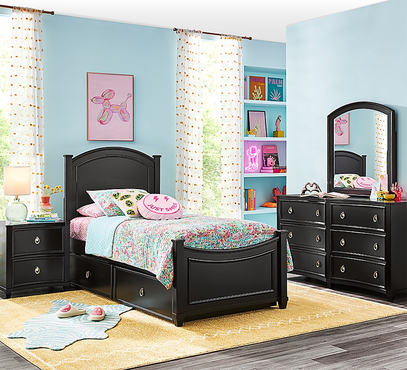 Kids Jaclyn Lane Black Twin Panel Bedroom