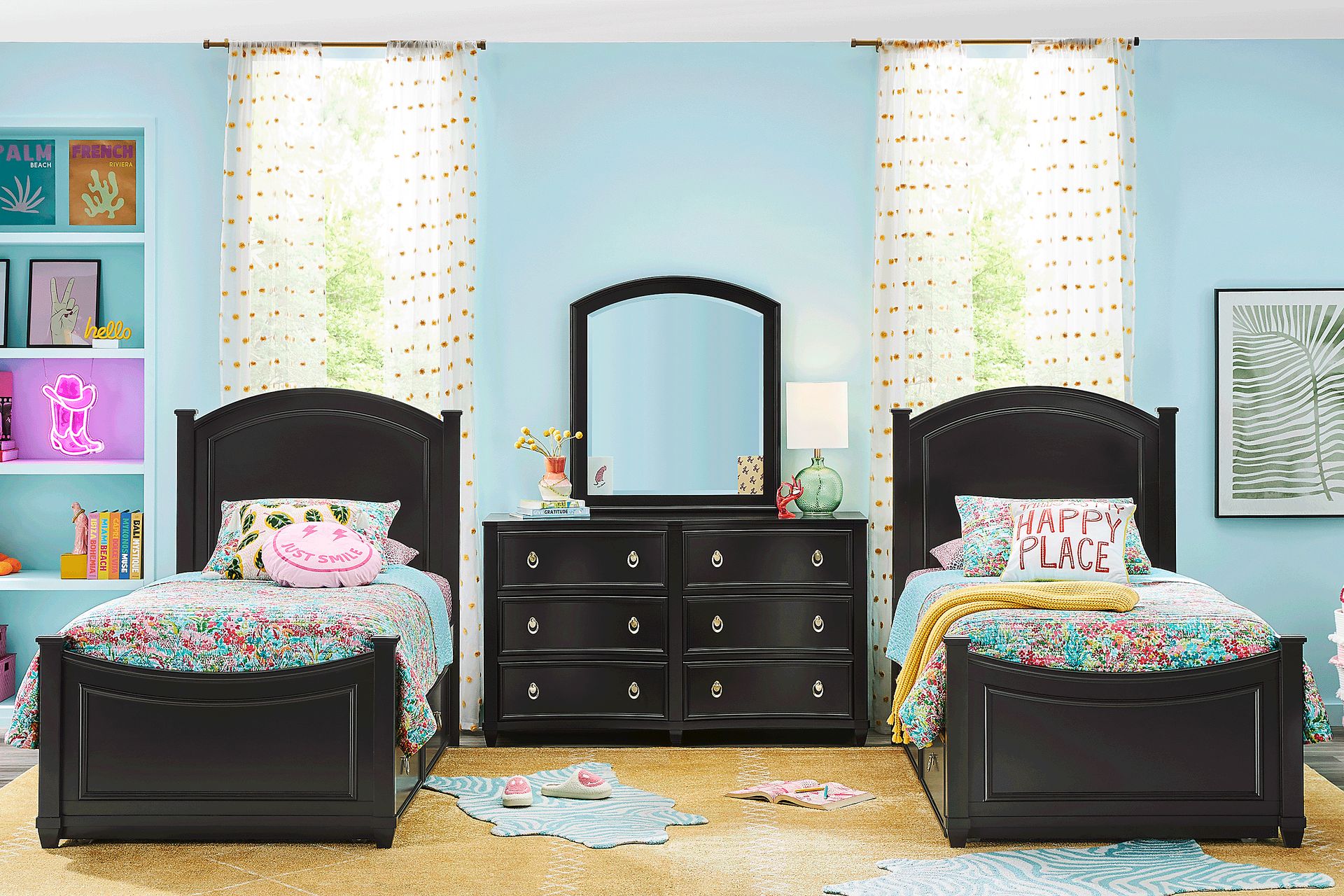 Kids Jaclyn Lane Black Twin Panel Bedroom - Image 1