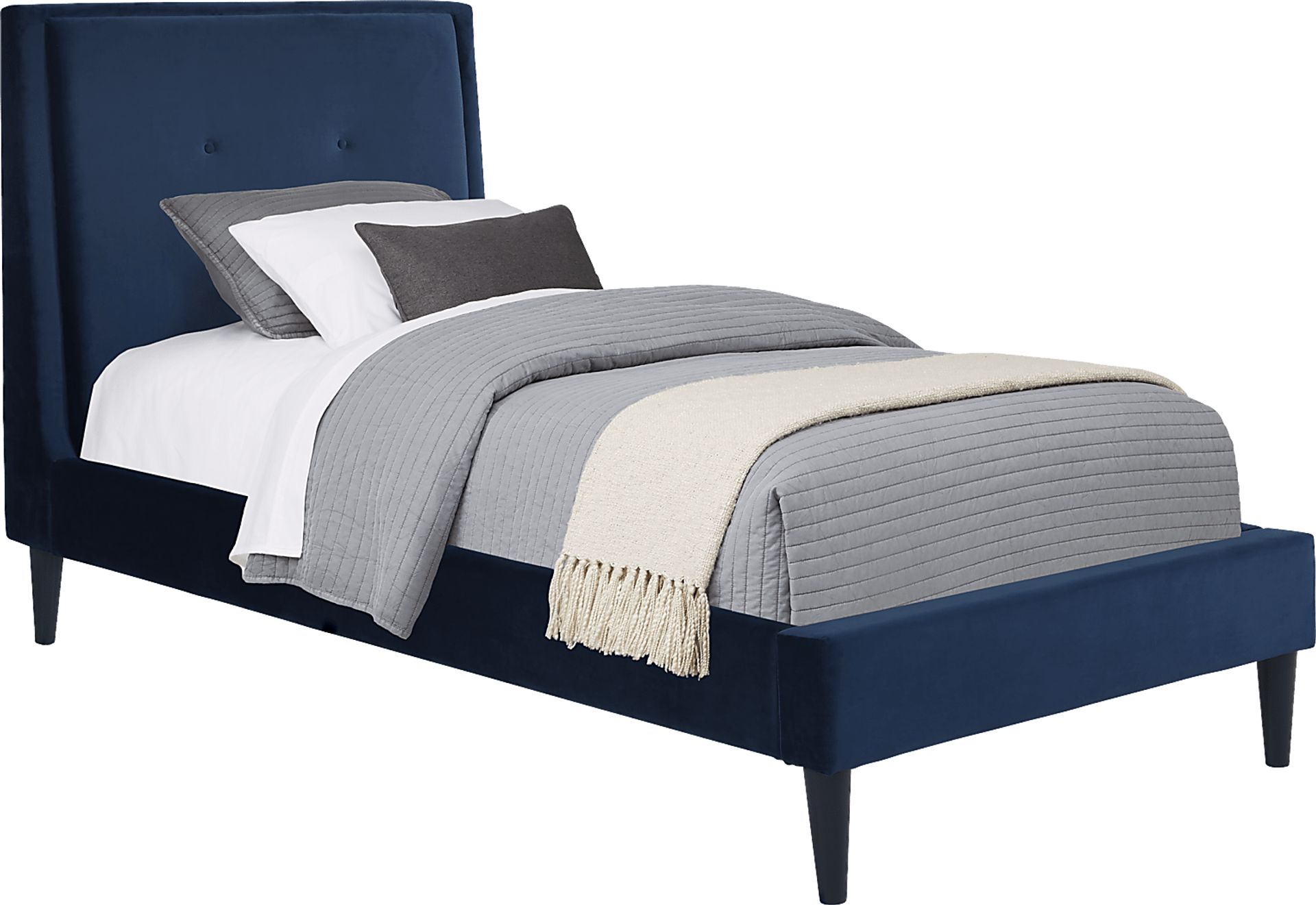 Kids Ivy League 2.0 Walnut Bedroom with Jaidyn Blue Twin Upholstered Bed - Image 2
