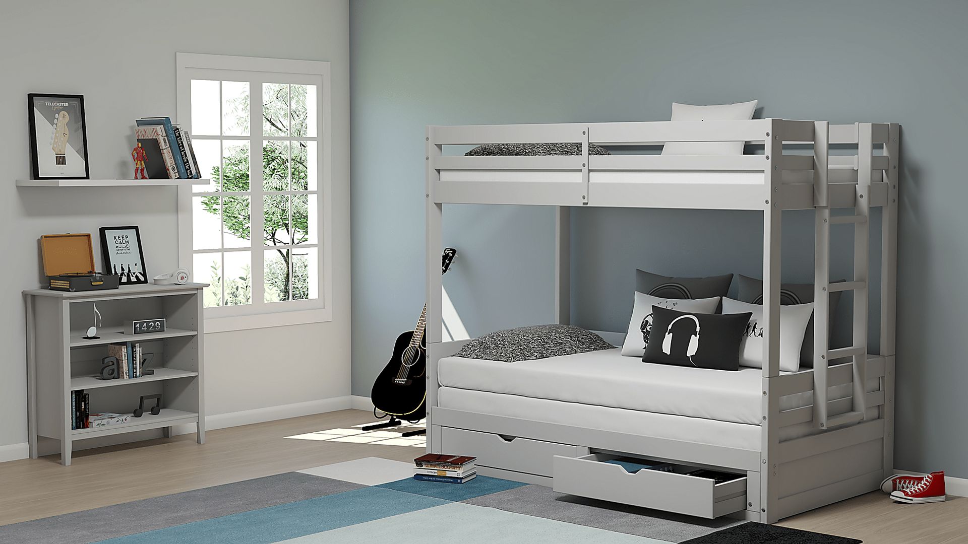 Kids Jariden Dove Gray Twin/Twin Extending Bunk Bed - Image 2