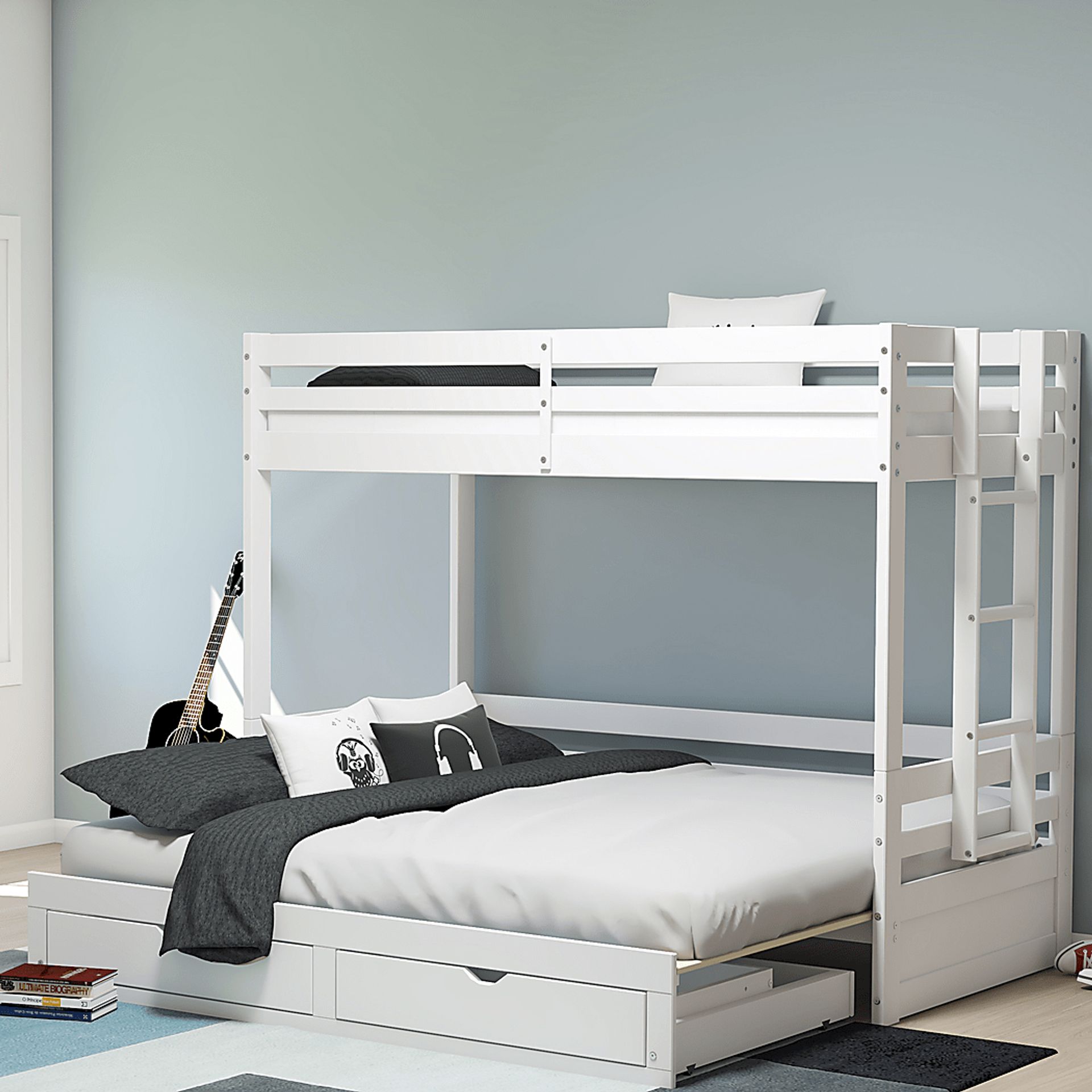 Kids Jariden White Twin/Twin Extending Bunk Bed - Image 2