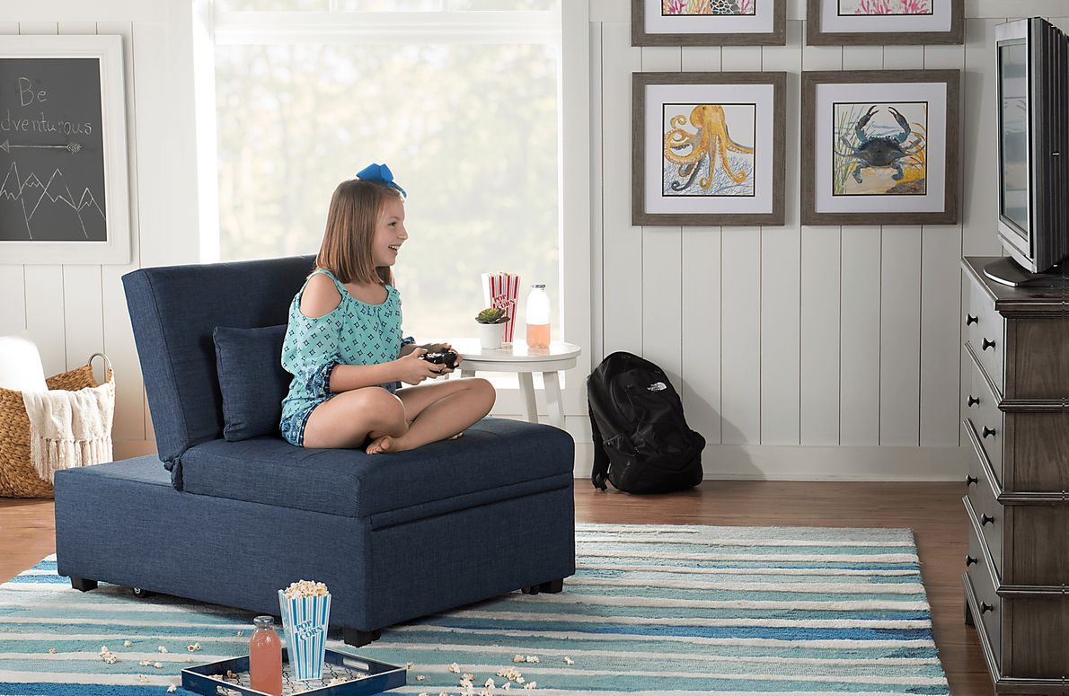 Kids Jaxton Blue Convertible Chair