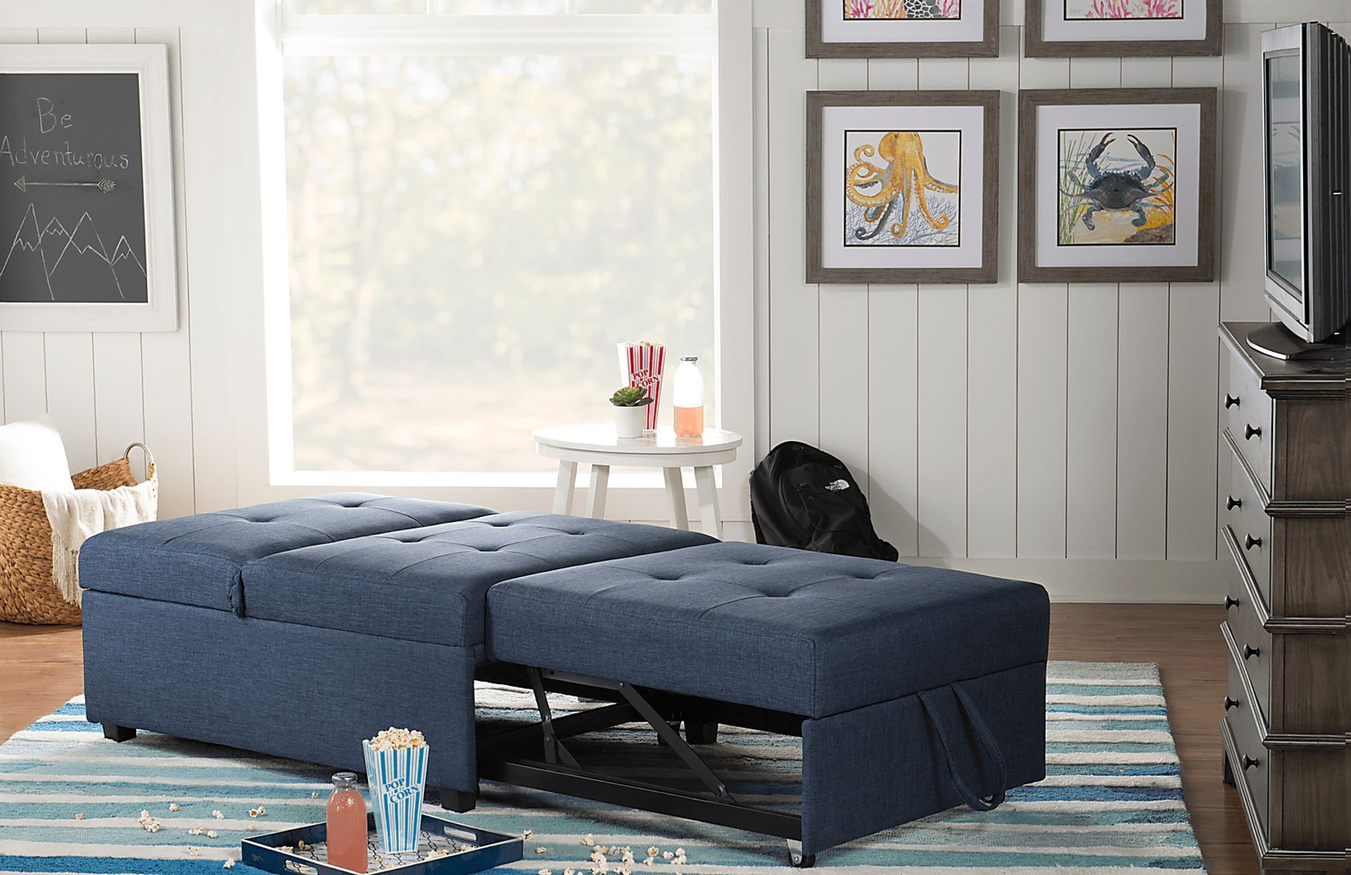 Kids Jaxton Blue Convertible Chair - Image 4