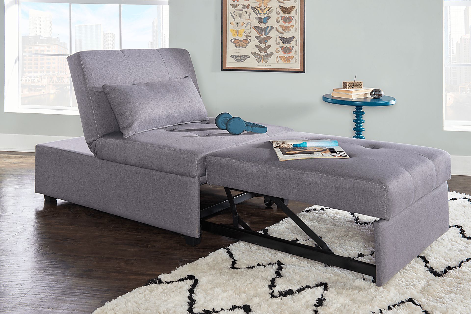 Kids Jaxton Gray Convertible Chair - Image 2