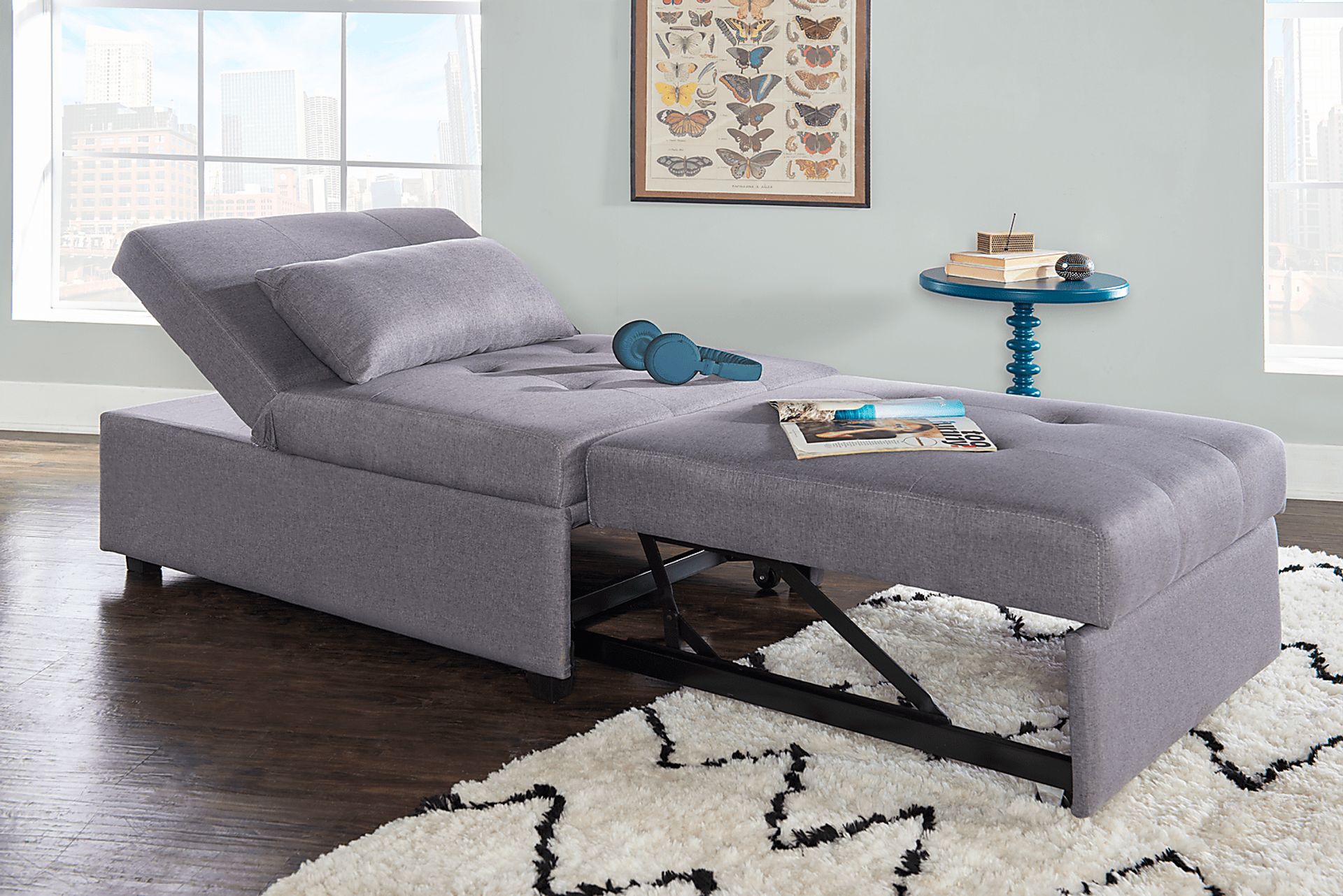 Kids Jaxton Gray Convertible Chair - Image 3