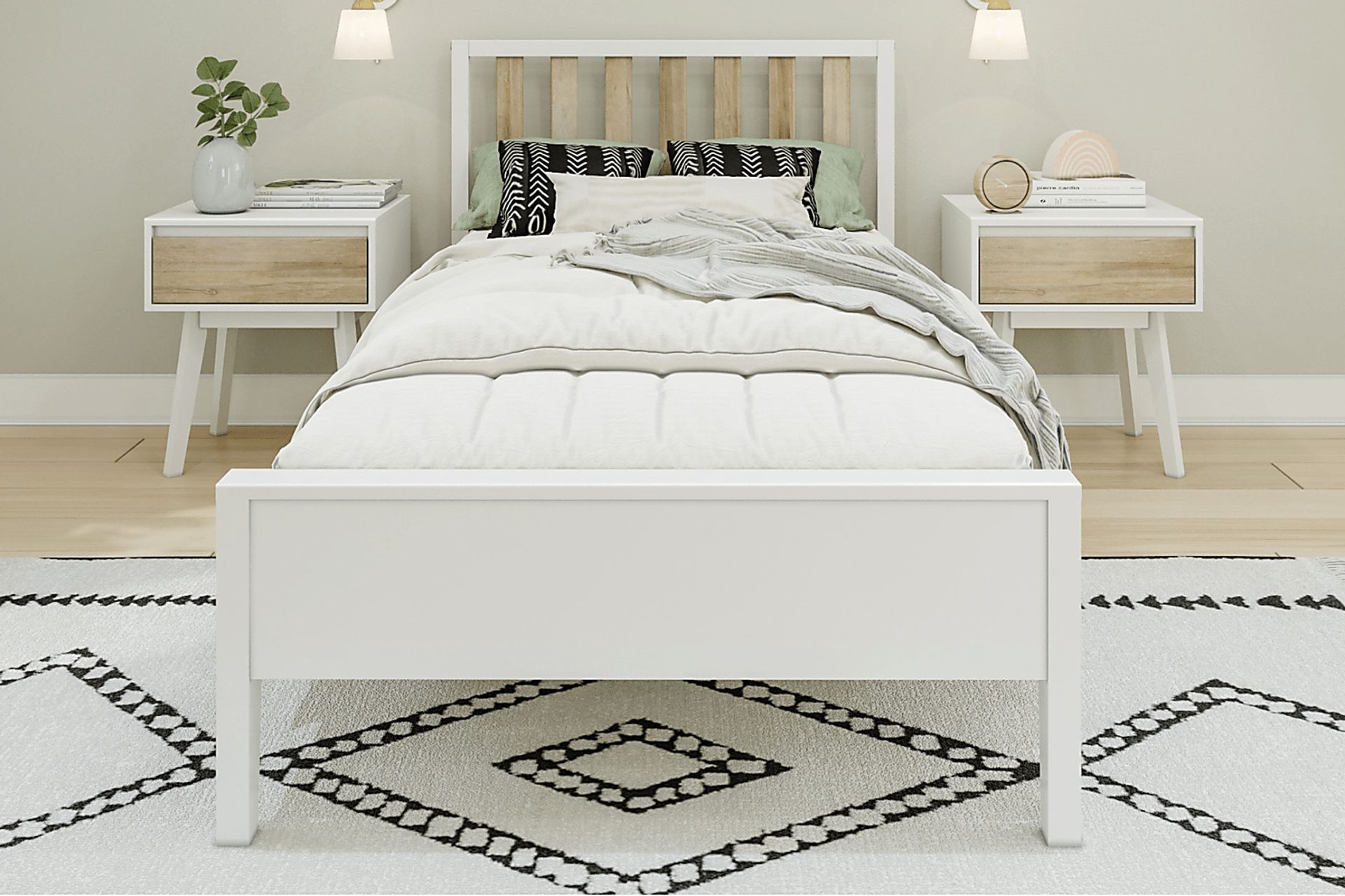 Kids Jolana White Natural Twin Bed - Image 3