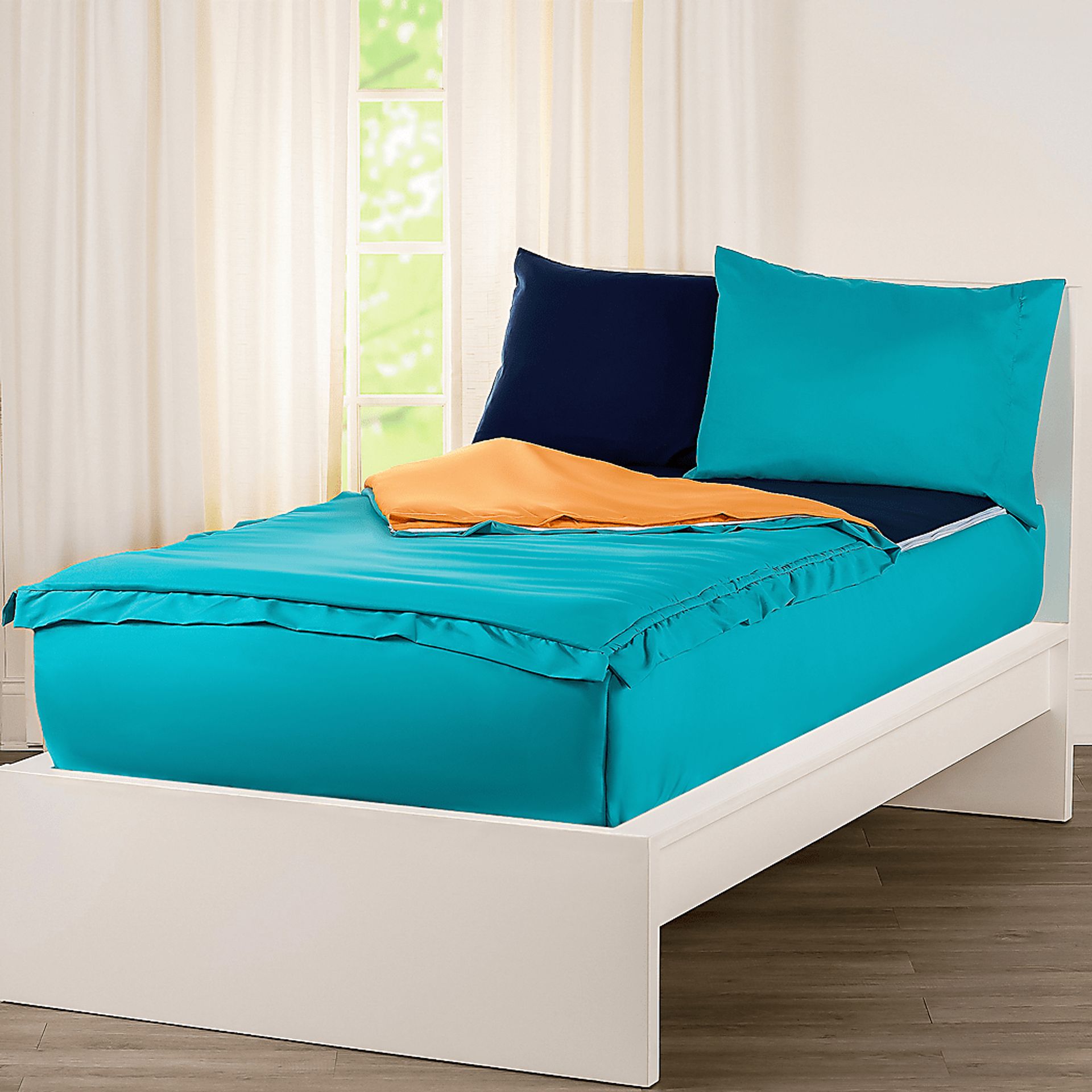 Kids Jonilde Turquoise Orange Full Bedding Set - Image 2