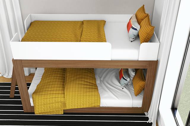 Kids Josefa I Pecan White Twin/Twin Bunk Bed - Thumbnail - Image 4