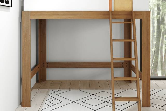 Kids Josefa II Pecan White Twin Loft Bed - Thumbnail - Image 4