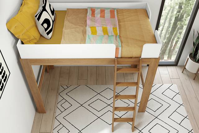 Kids Josefa II Pecan White Twin Loft Bed - Thumbnail - Image 5